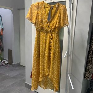 Lulu's After Bloom Delight Gold Floral Midi Dress